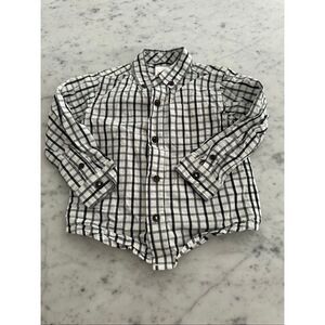 Gymboree long sleeve button down plaid white black boys sz 2T